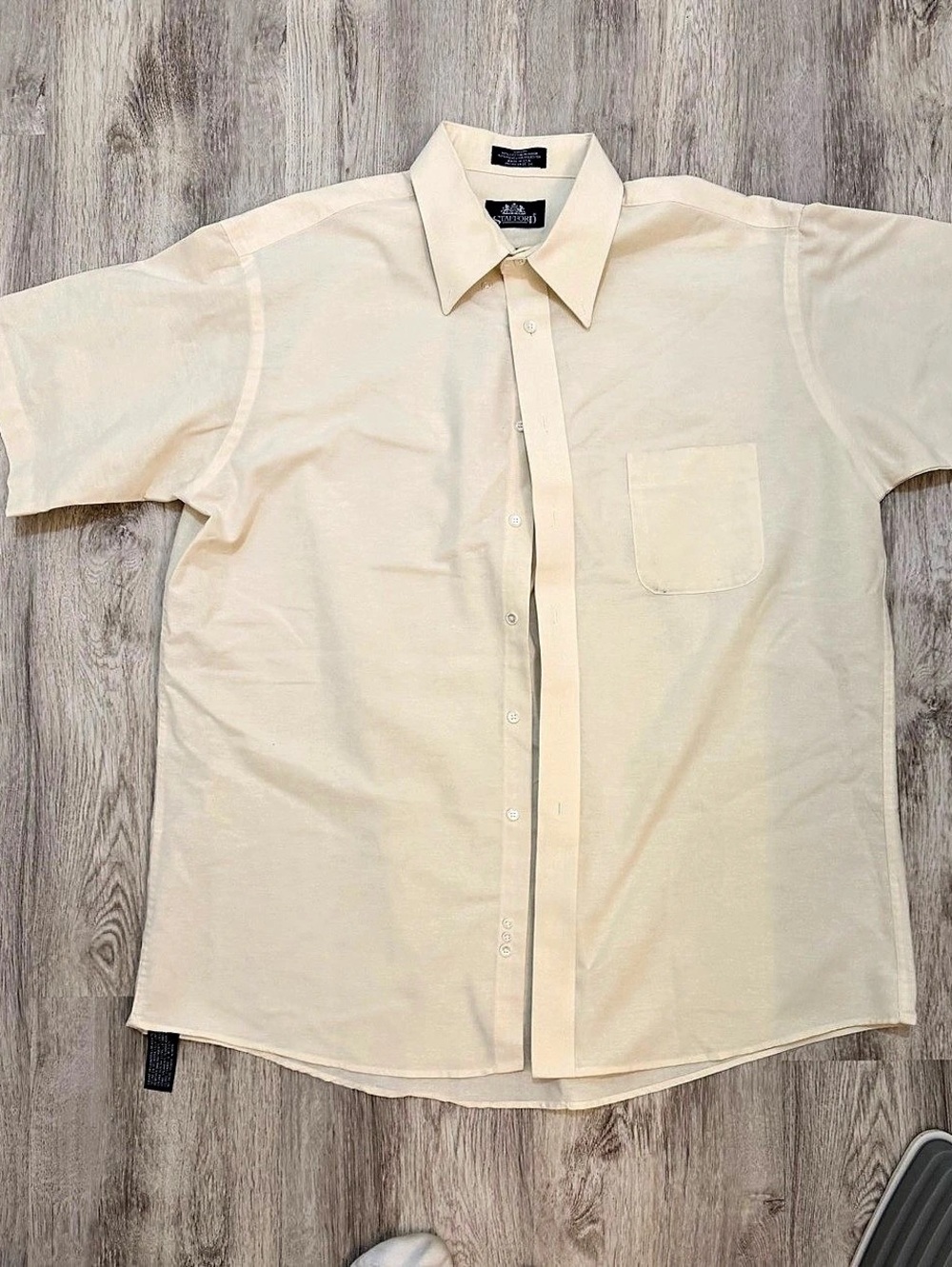 Stafford Short Sleeve Button Down Cream Size 171⁄2